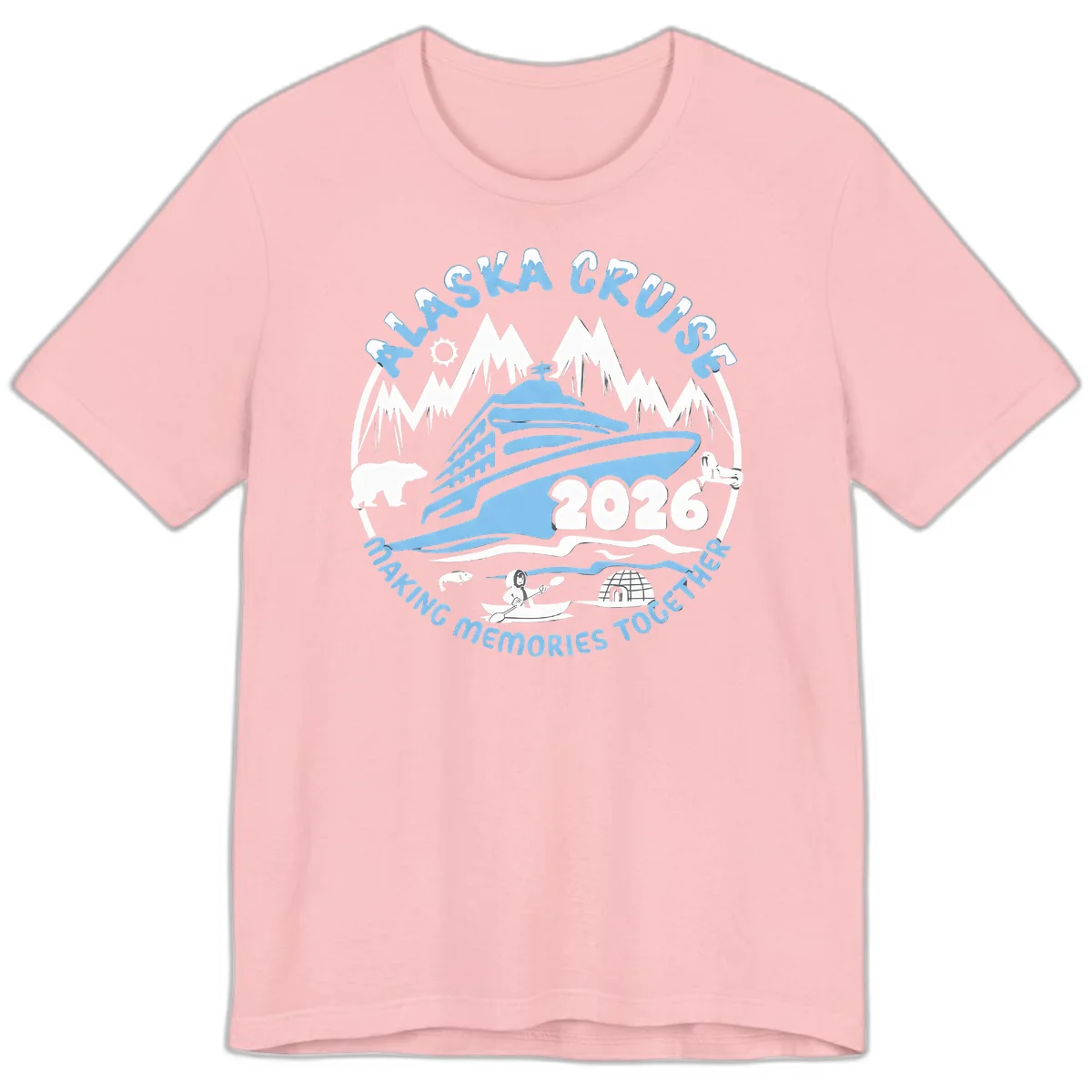 Alaska Scenic Icons Making Memories Together Premium T-Shirt in Pink