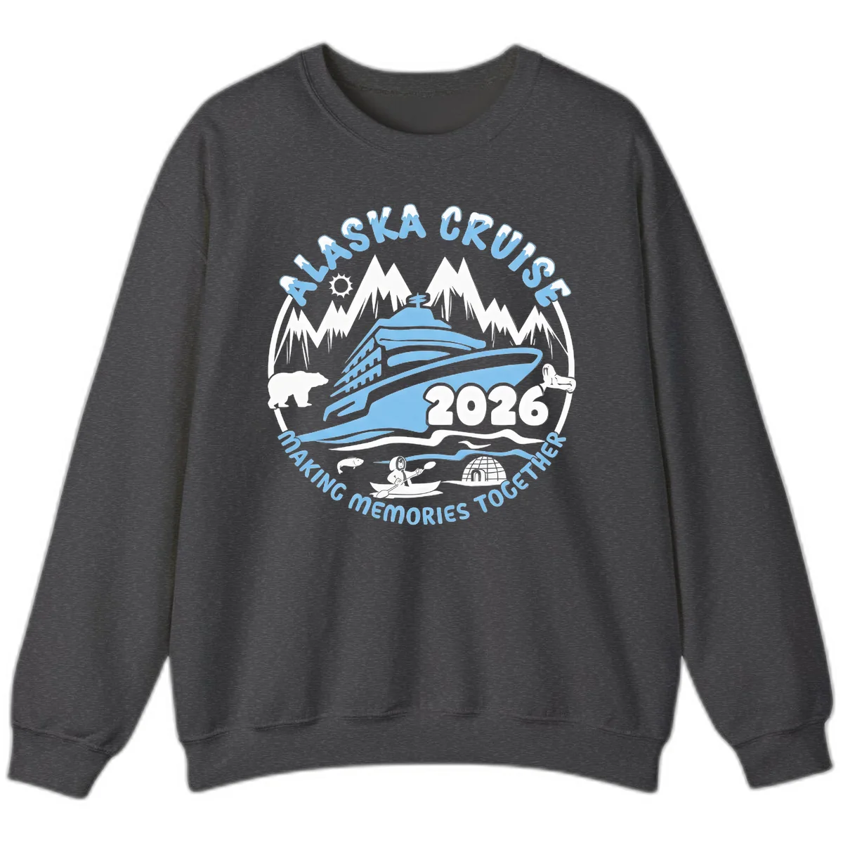 Alaska Scenic Icons Making Memories Together Sweatshirt in Dark Heather