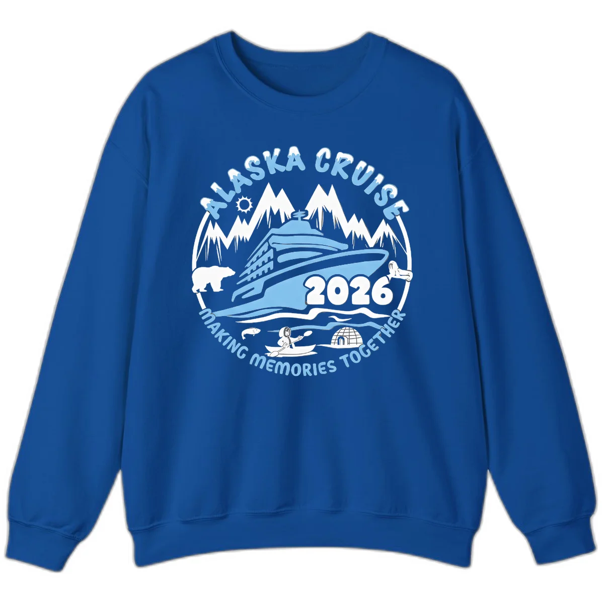 Alaska Scenic Icons Making Memories Together Sweatshirt in Royal