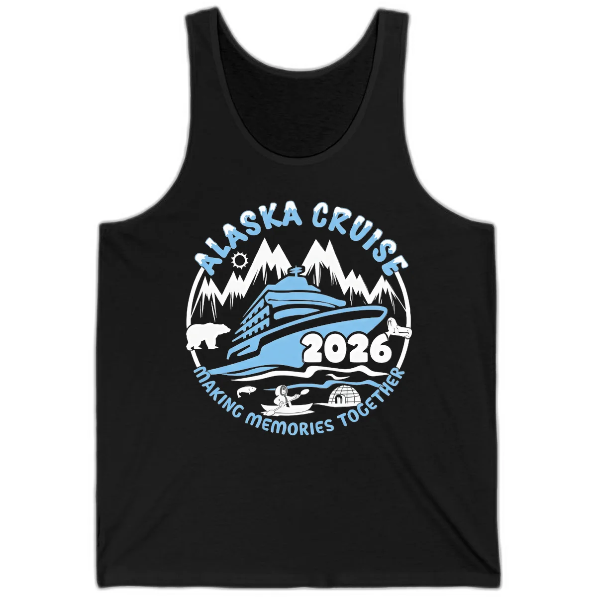 Alaska Scenic Icons Making Memories Together Tank in Black