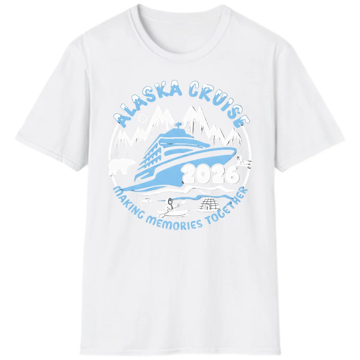 Alaska Scenic Icons Making Memories Together T-Shirt in White