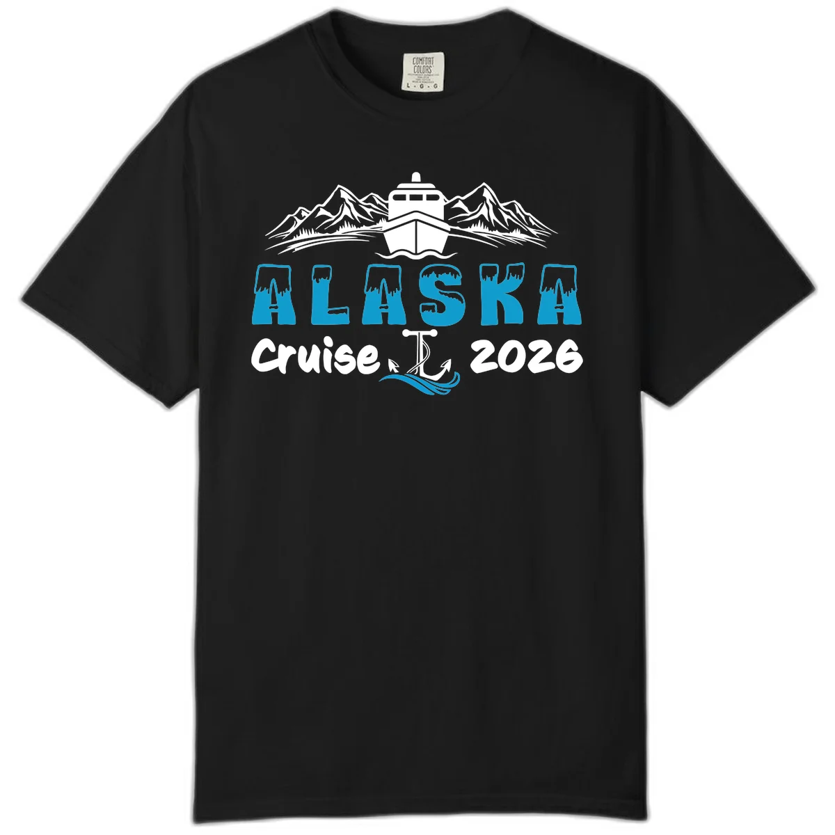 Alaska Snow Peak Typography Comfort Color in Black