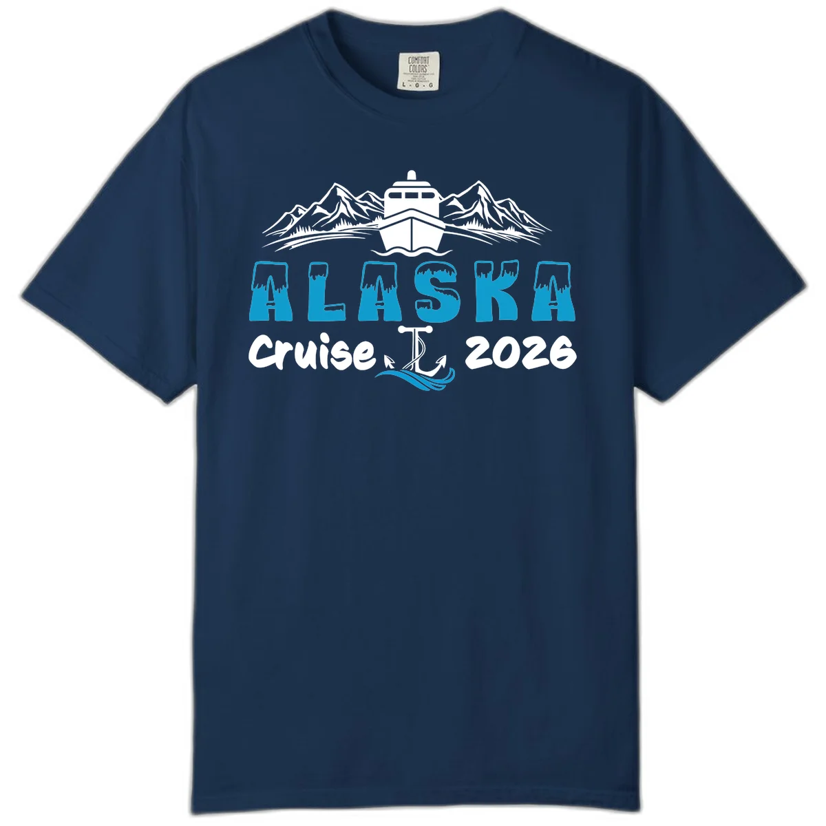 Alaska Snow Peak Typography Comfort Color in Navy