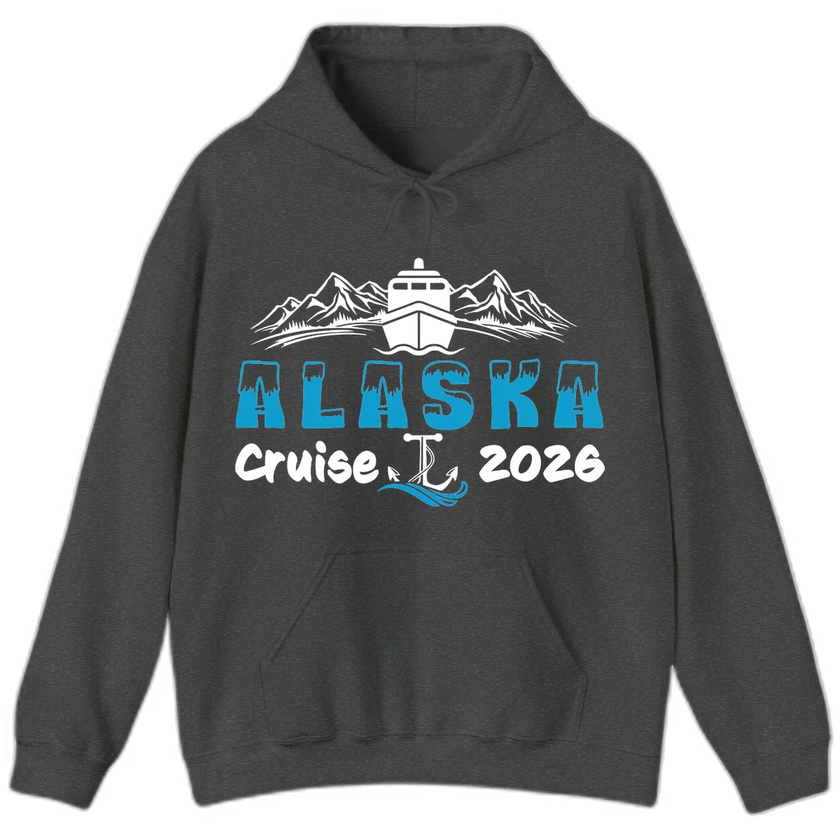 Alaska Snow Peak Typography Hoodie in Dark Heather