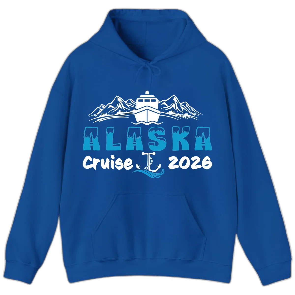 Alaska Snow Peak Typography Hoodie in Royal