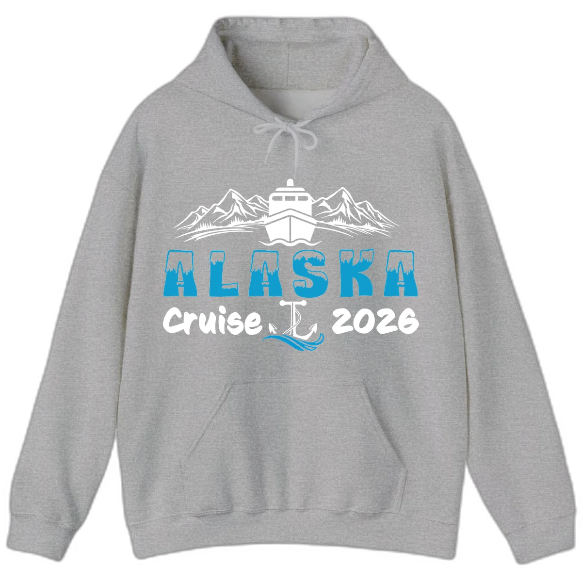 Alaska Snow Peak Typography Hoodie in Sport Grey