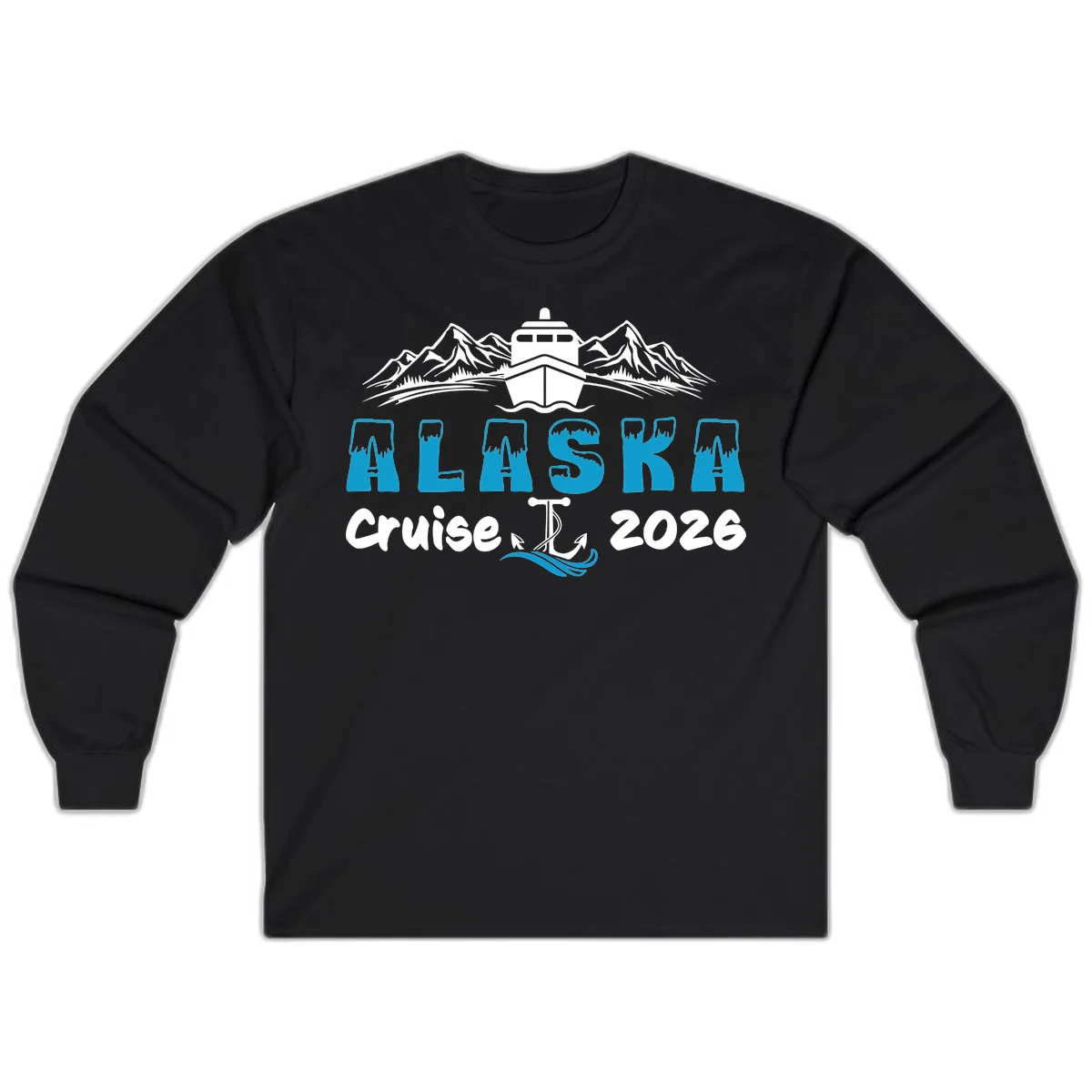 Alaska Snow Peak Typography Long Sleeve in Black