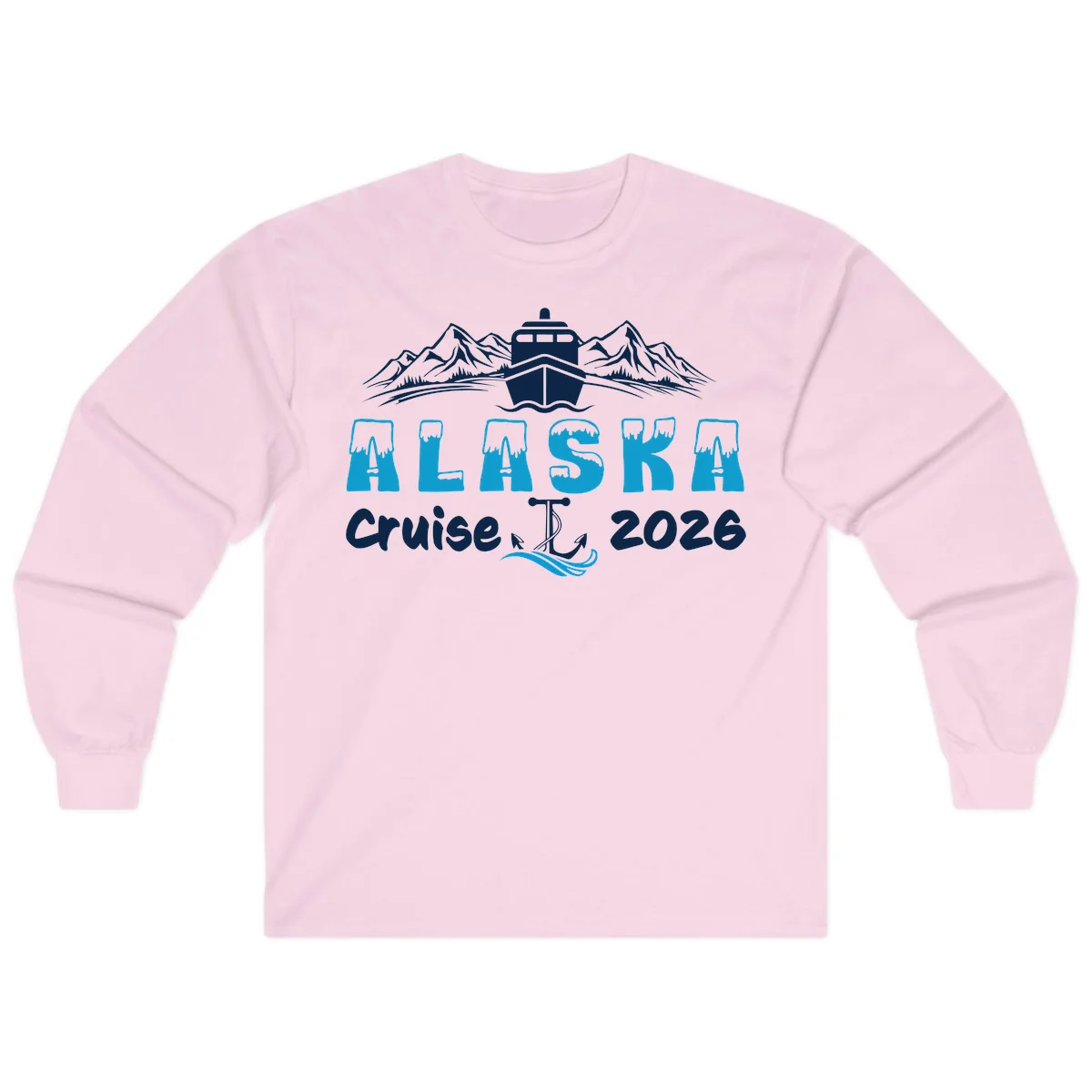 Alaska Snow Peak Typography Long Sleeve in Light Pink