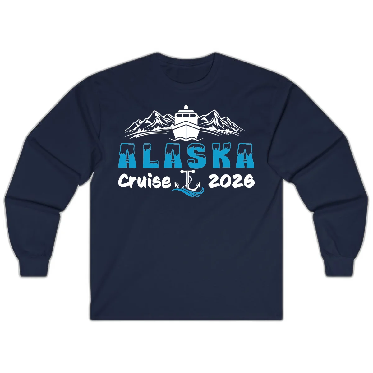 Alaska Snow Peak Typography Long Sleeve in Navy