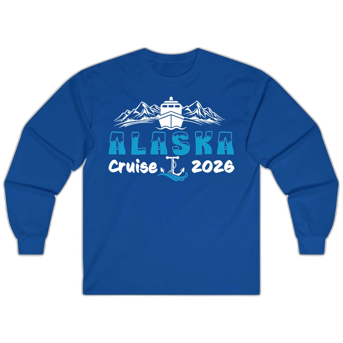 Alaska Snow Peak Typography Long Sleeve in Royal