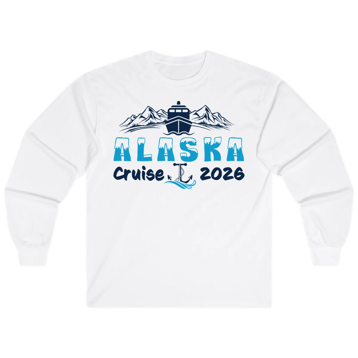 Alaska Snow Peak Typography Long Sleeve in White