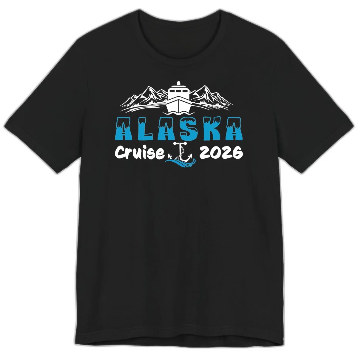 Alaska Snow Peak Typography Premium Tee in Black