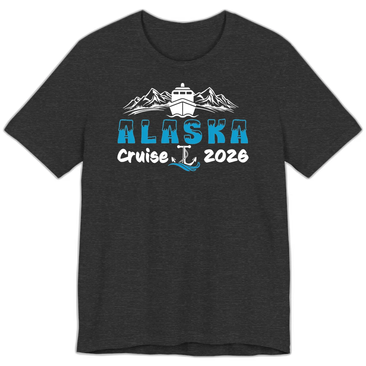 Alaska Snow Peak Typography Premium Tee in Dark Grey Heather