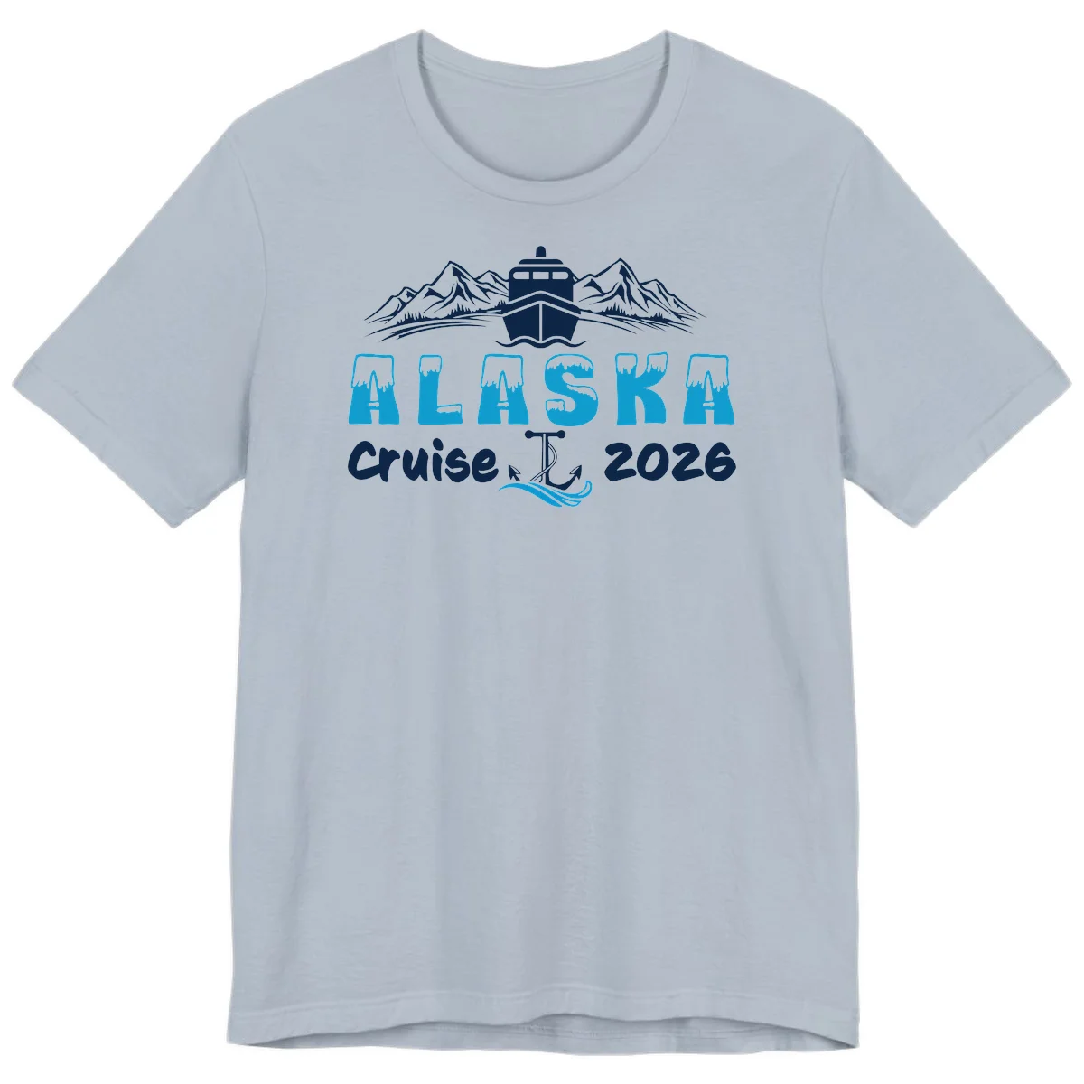 Alaska Snow Peak Typography Premium Tee in Light Blue