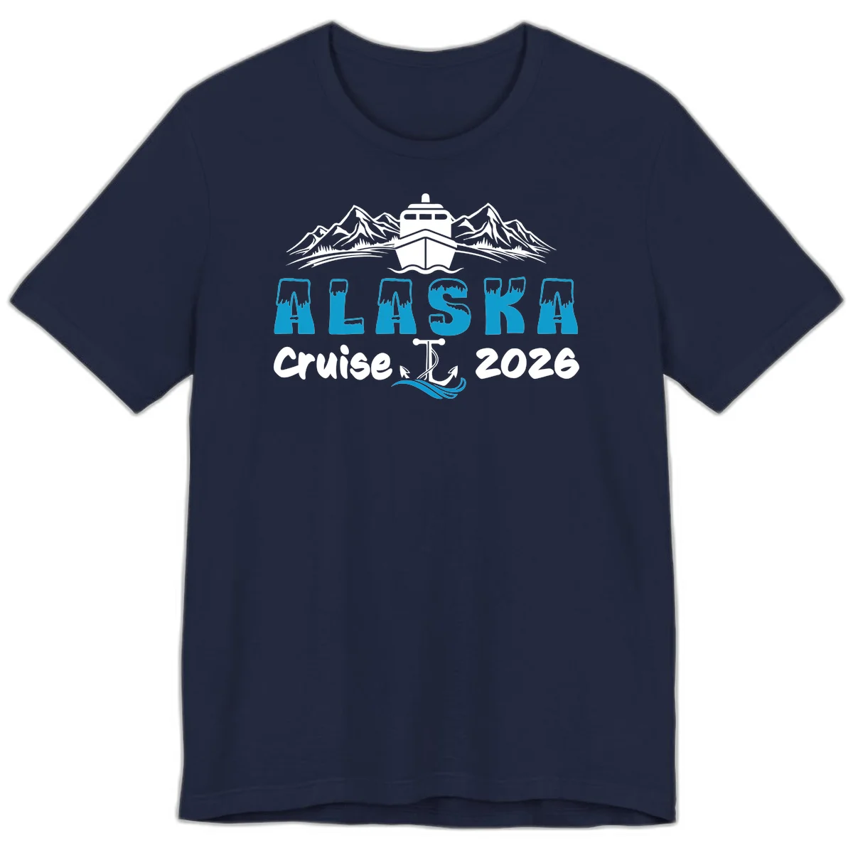 Alaska Snow Peak Typography Premium Tee in Navy