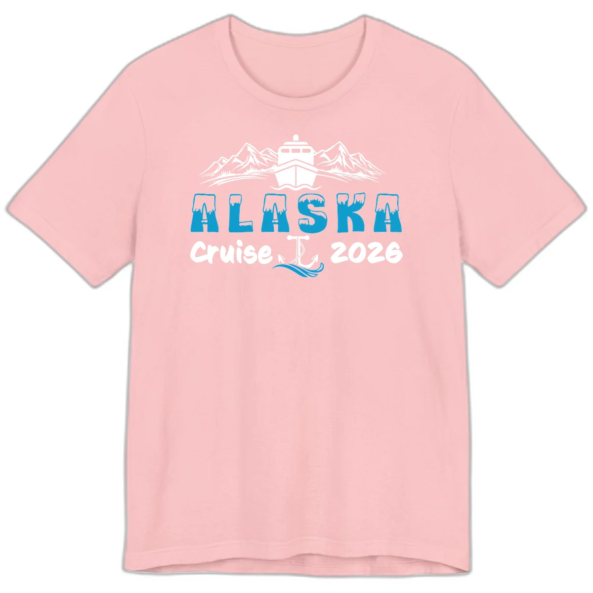 Alaska Snow Peak Typography Premium Tee in Pink