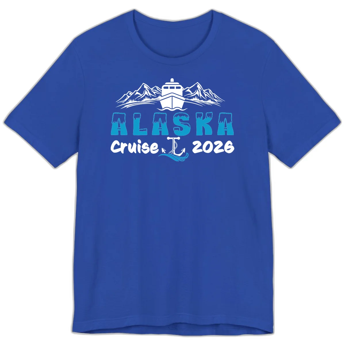 Alaska Snow Peak Typography Premium Tee in True Royal