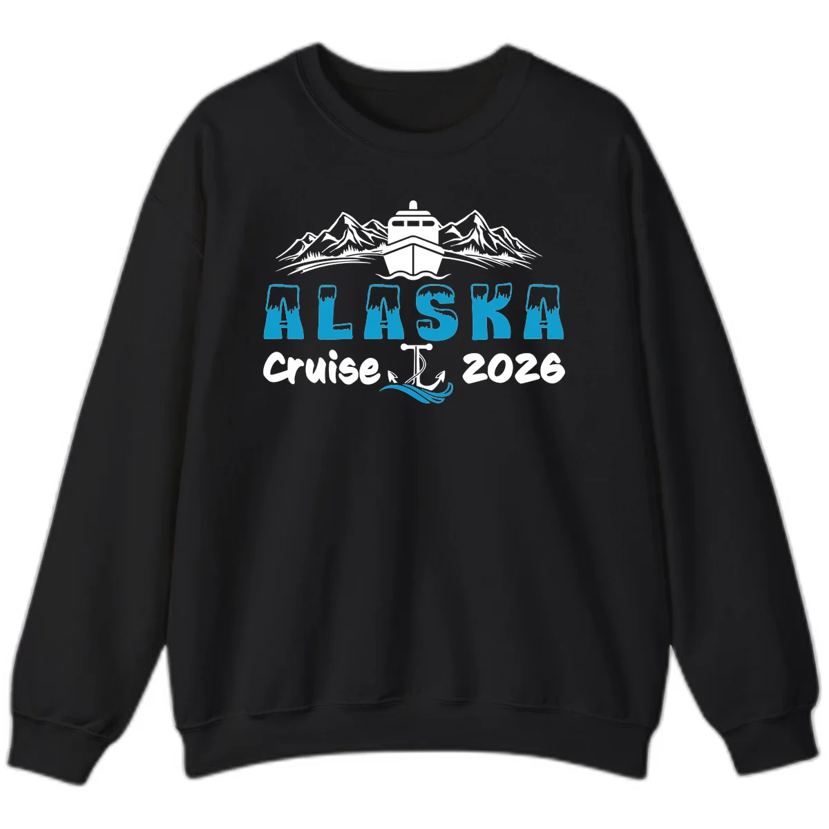 Alaska Snow Peak Typography Sweatshirt in Black