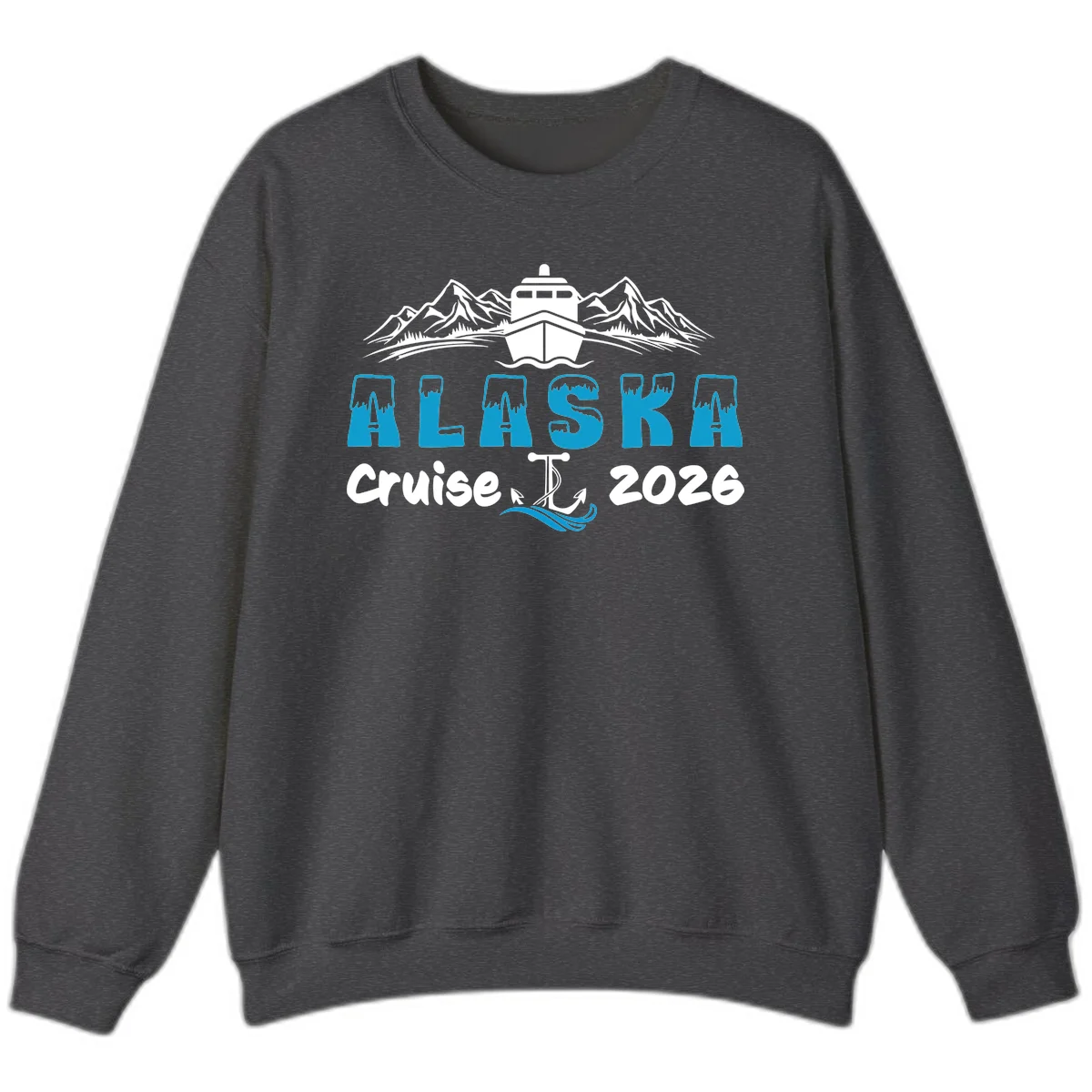 Alaska Snow Peak Typography Sweatshirt in Dark Heather