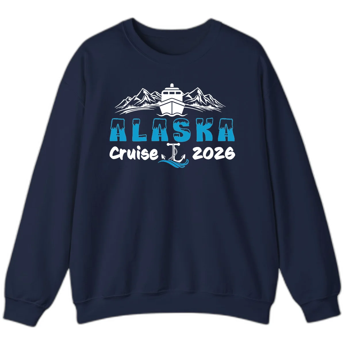 Alaska Snow Peak Typography Sweatshirt in Navy