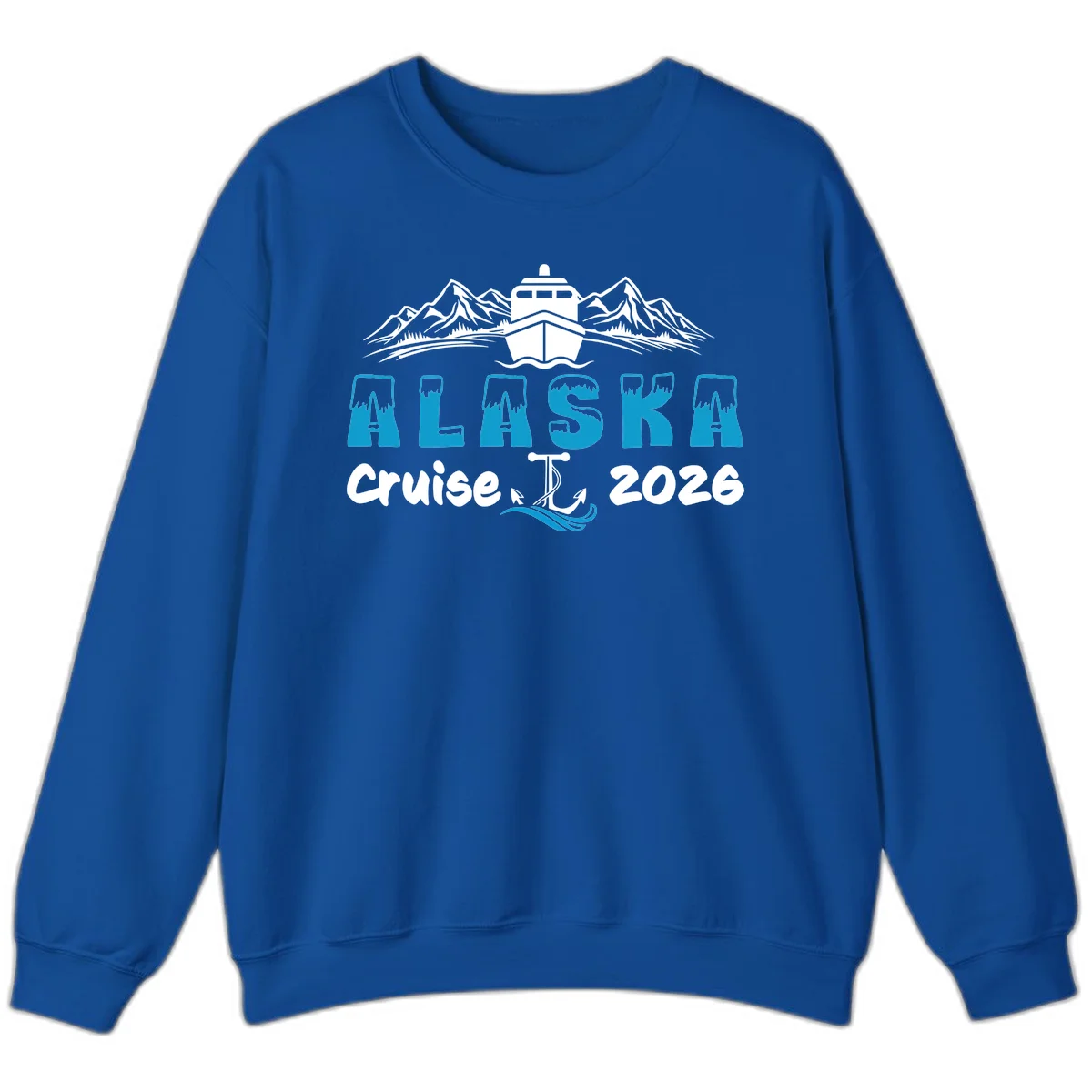 Alaska Snow Peak Typography Sweatshirt in Royal