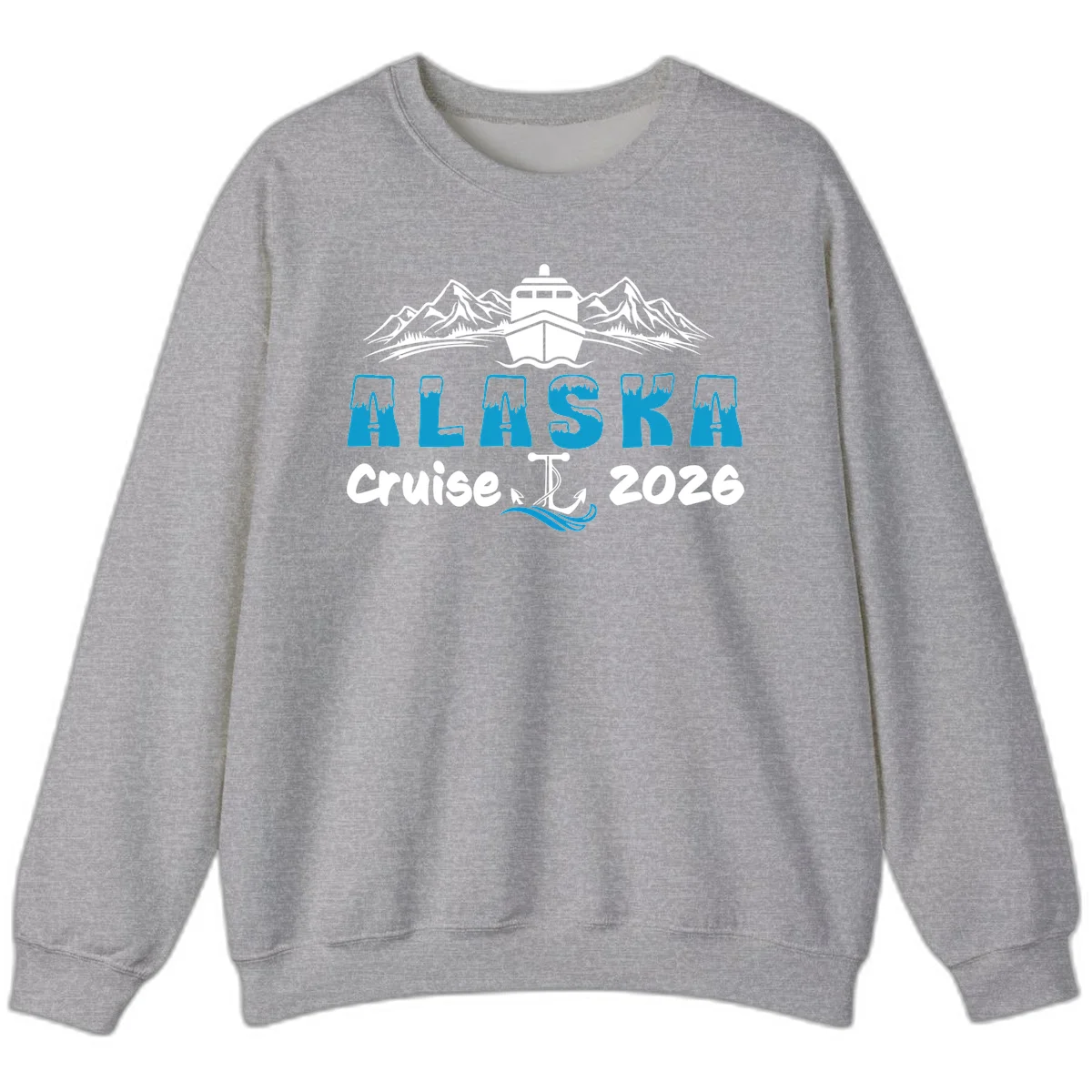 Alaska Snow Peak Typography Sweatshirt in Sport Grey