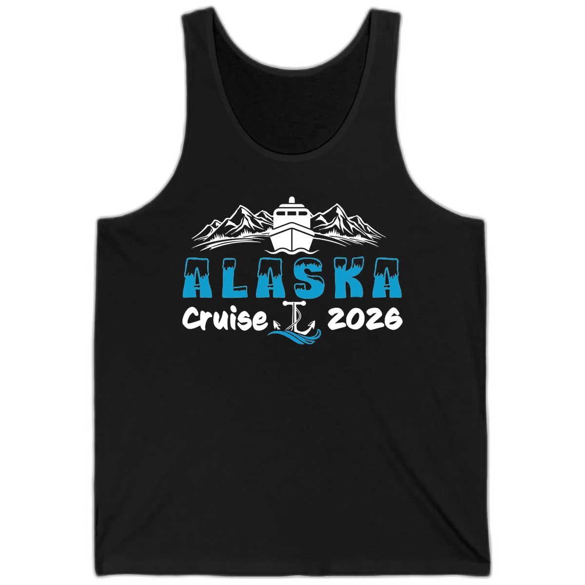 Alaska Snow Peak Typography Tank in Black