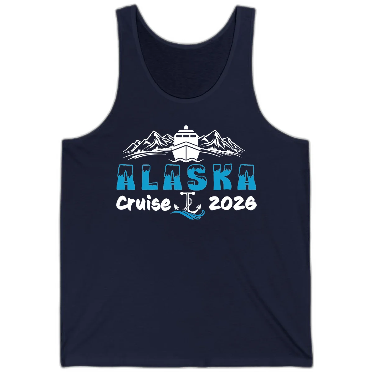 Alaska Snow Peak Typography Tank in Navy