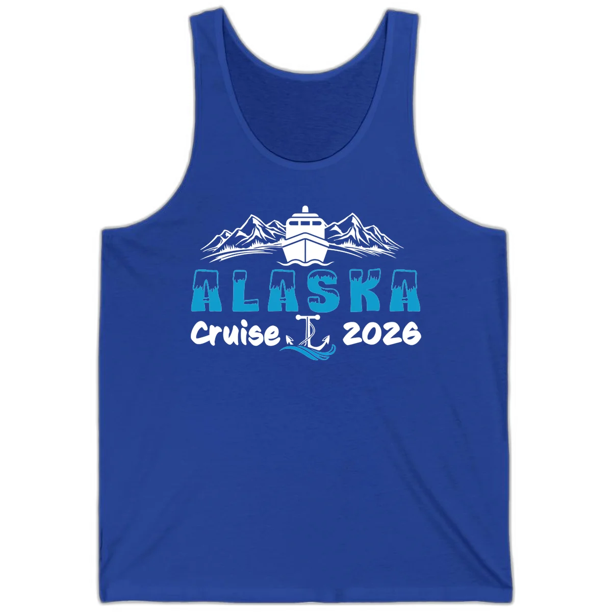 Alaska Snow Peak Typography Tank in True Royal