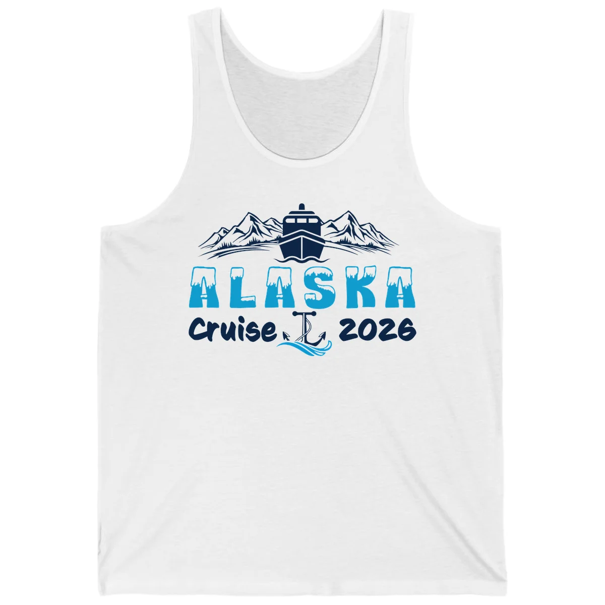 Alaska Snow Peak Typography Tank in White