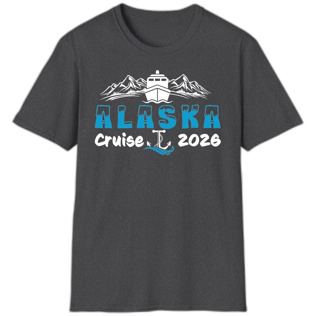 Alaska Snow Peak Typography T-Shirt in Dark Heather