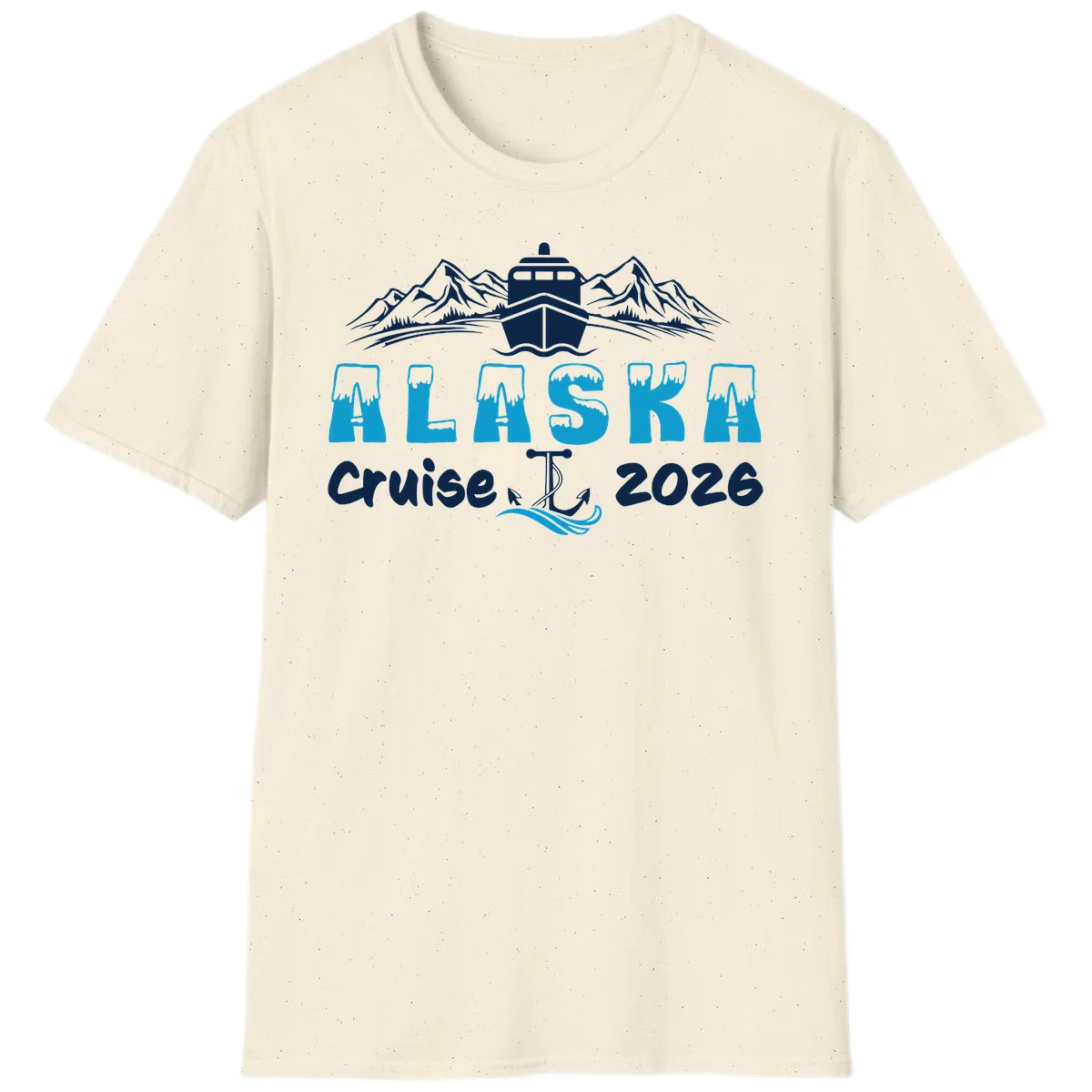 Alaska Snow Peak Typography T-Shirt in Natural