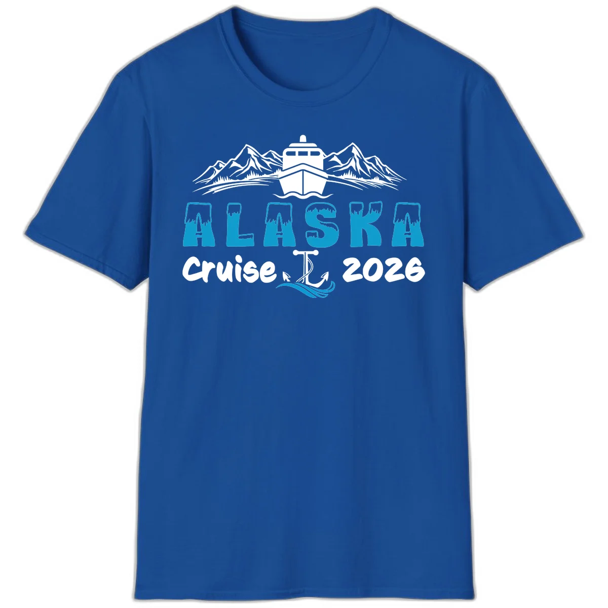 Alaska Snow Peak Typography T-Shirt in Royal