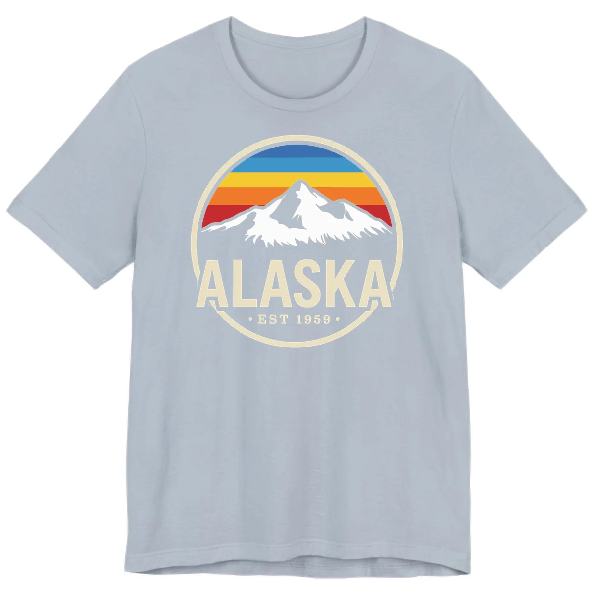 Retro Alaska Mountain And Statehood Year Badge Premium T-Shirt in Light Blue