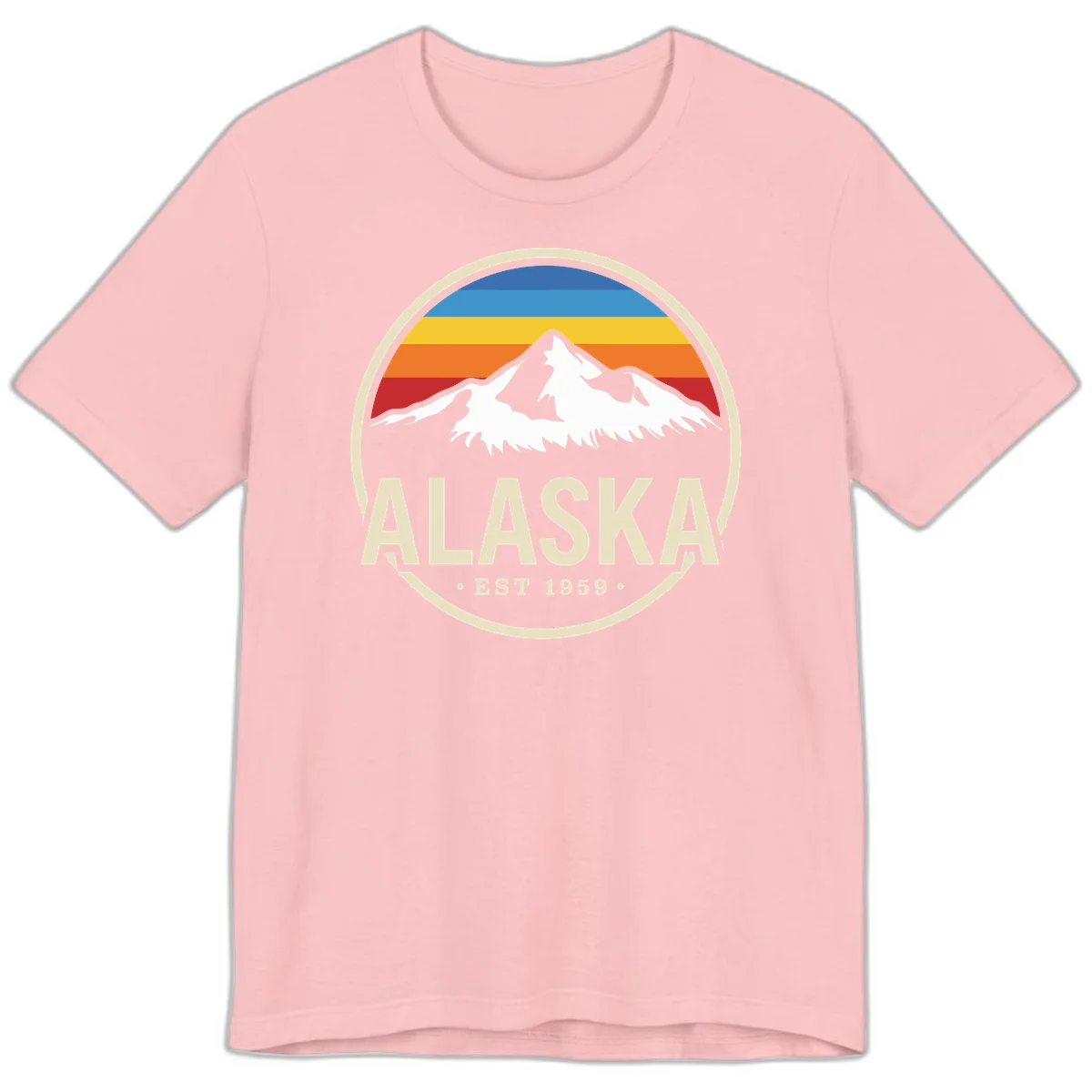 Retro Alaska Mountain And Statehood Year Badge Premium T-Shirt in Pink