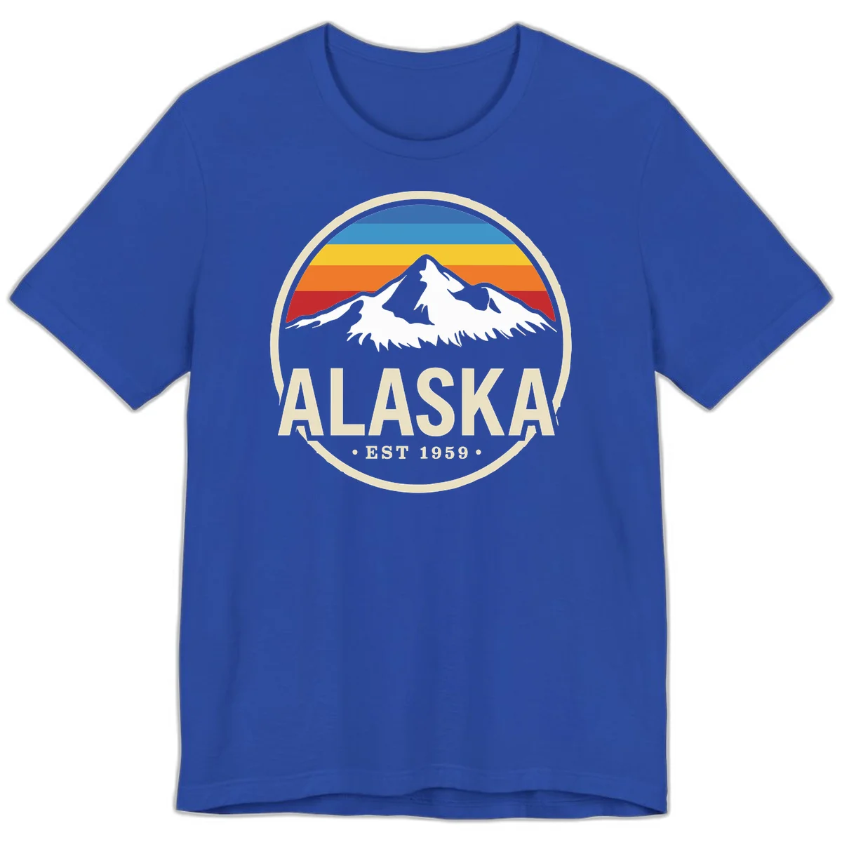 Retro Alaska Mountain And Statehood Year Badge Premium T-Shirt in True Royal