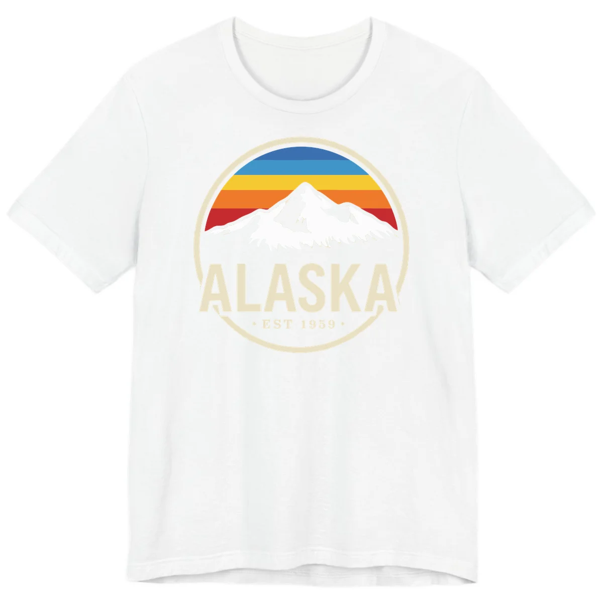 Retro Alaska Mountain And Statehood Year Badge Premium T-Shirt in White