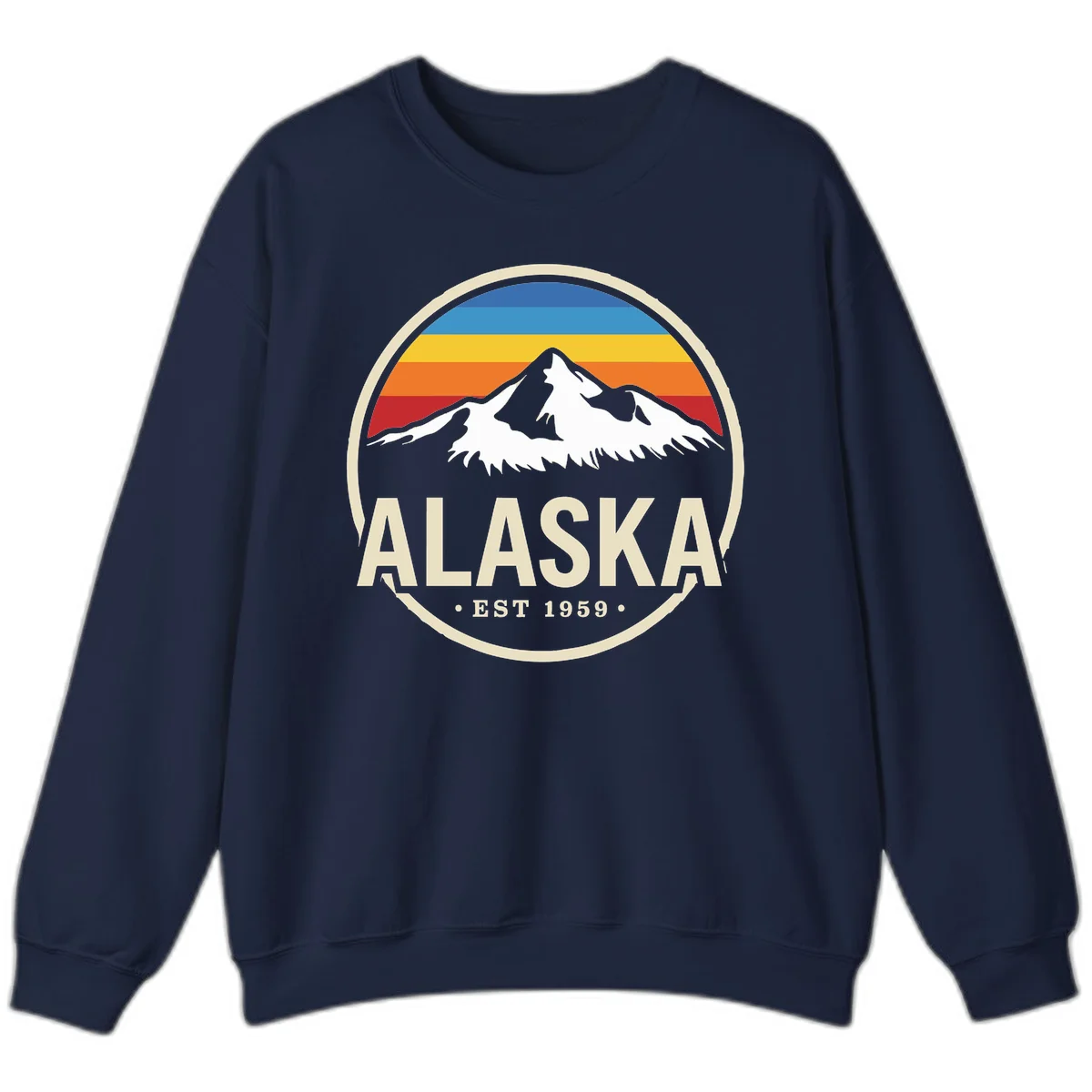 Retro Alaska Mountain And Statehood Year Badge Sweatshirt in Navy