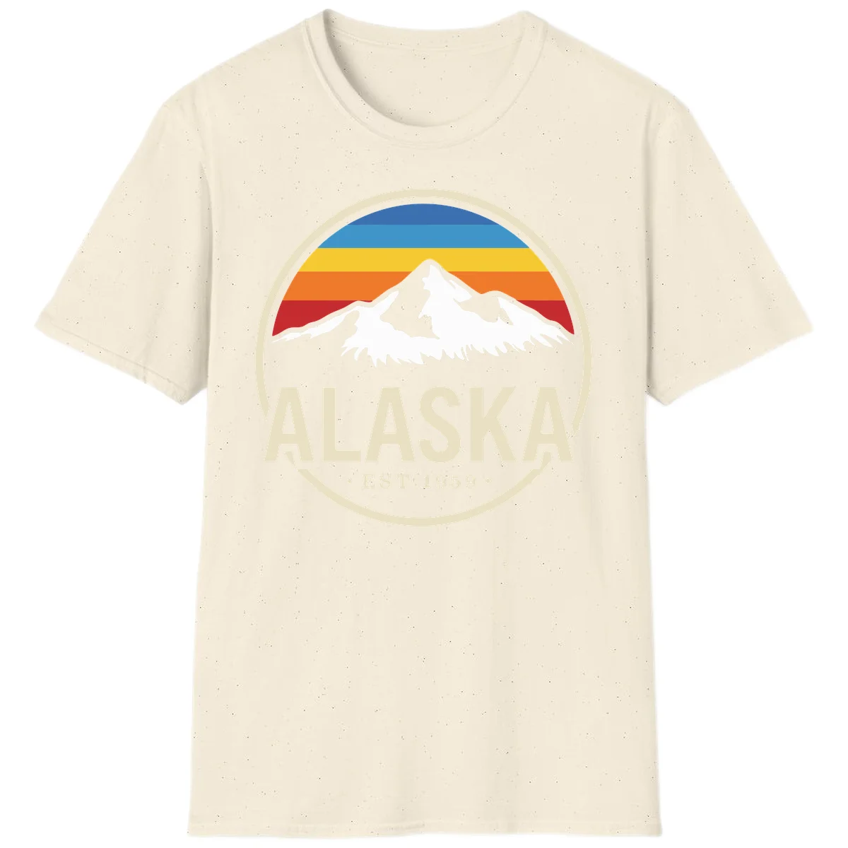 Retro Alaska Mountain And Statehood Year Badge T-Shirt in Natural