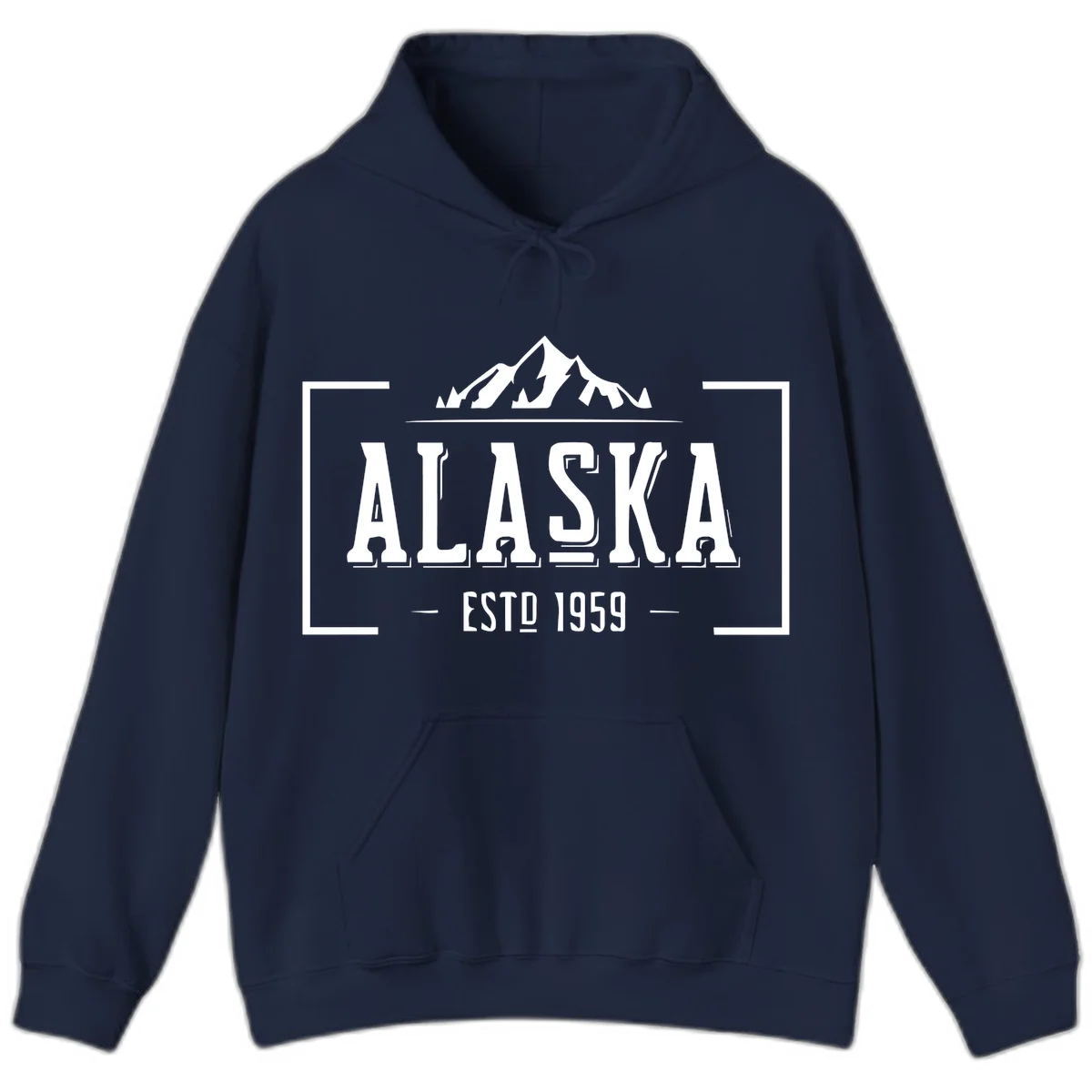 Alaska Mountain Vintage Badge Hoodie in Navy