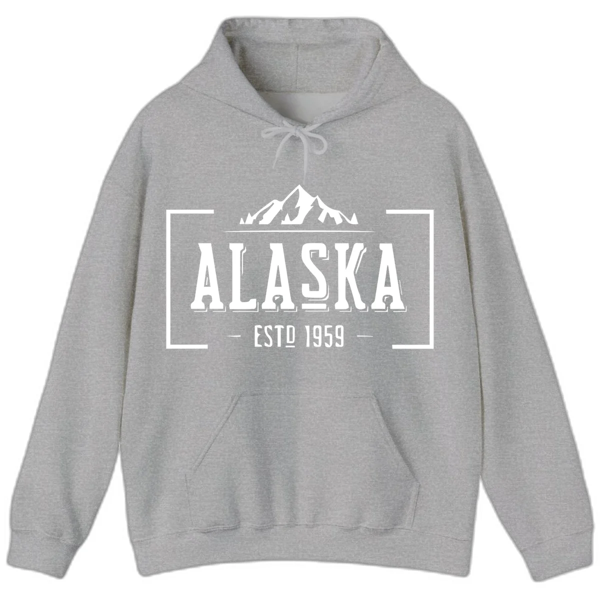 Alaska Mountain Vintage Badge Hoodie in Sport Grey