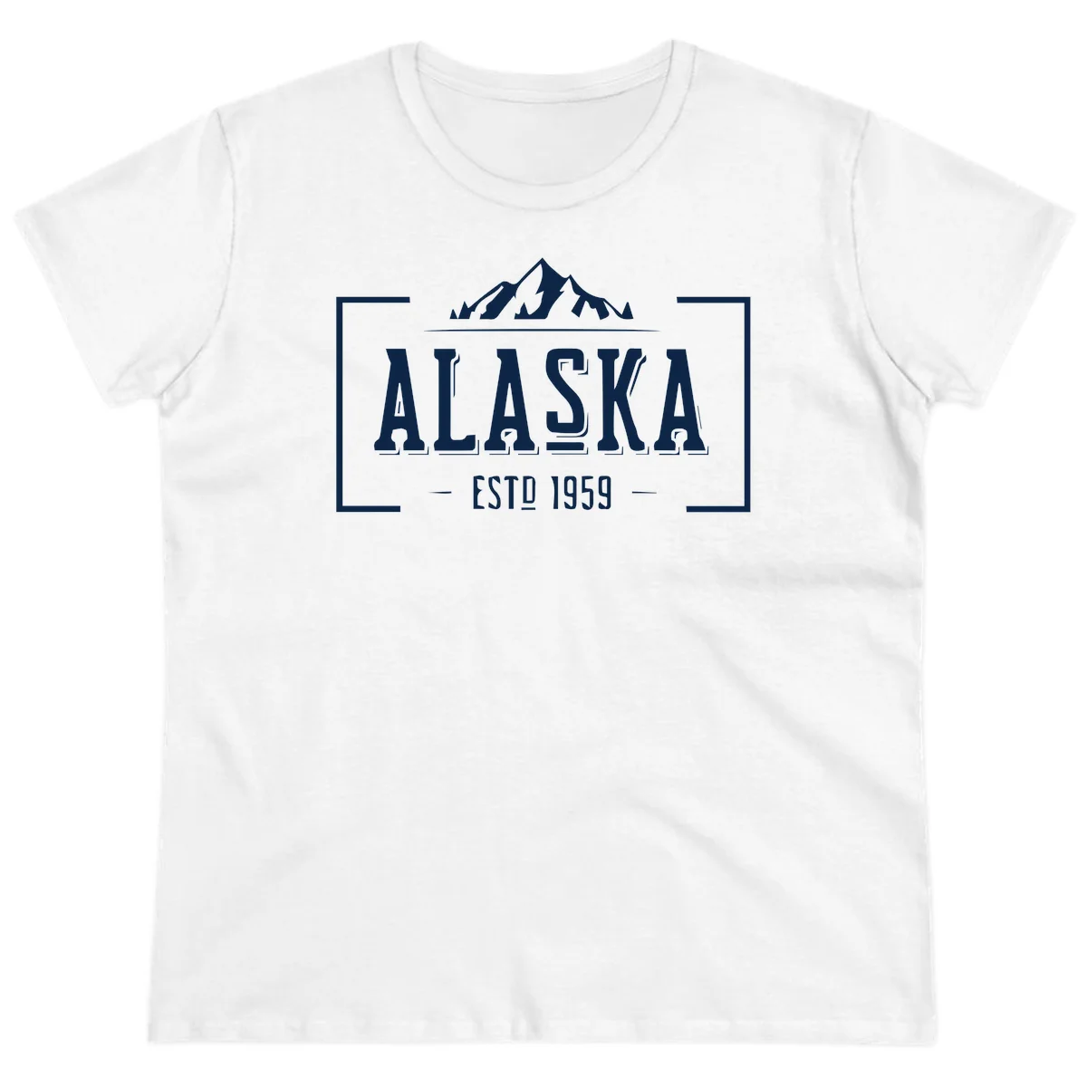 Alaska Mountain Vintage Badge Ladies Tee in White