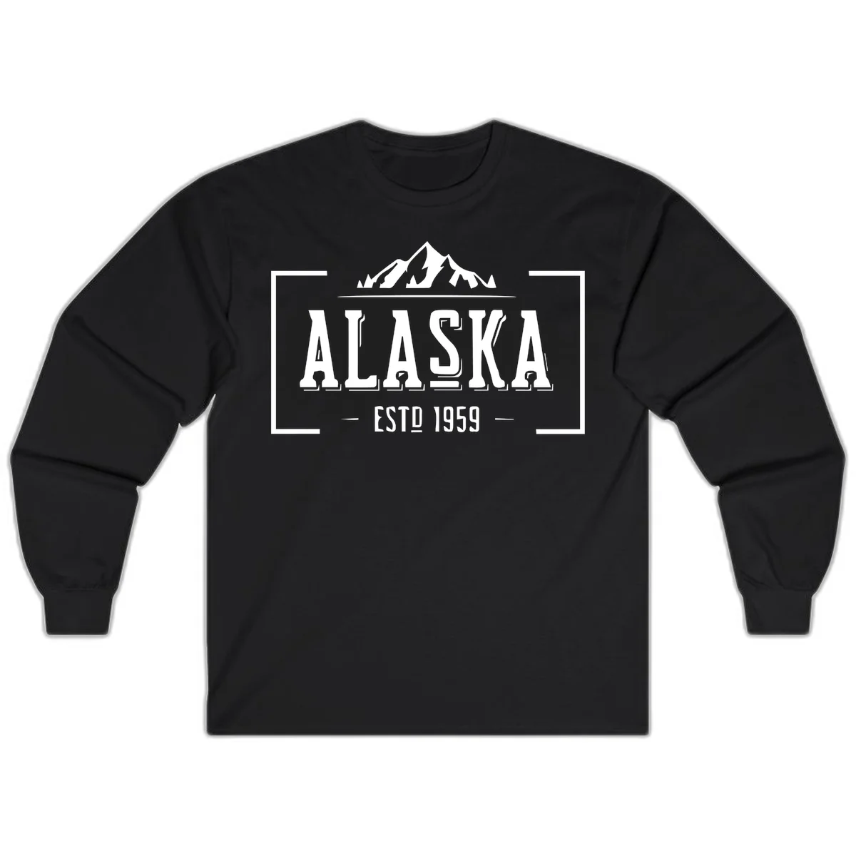 Alaska Mountain Vintage Badge Long Sleeve in Black