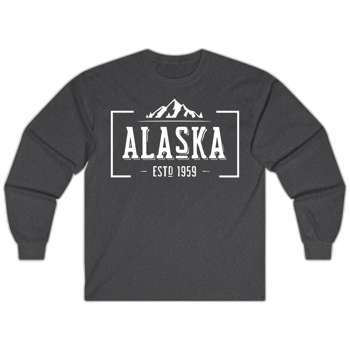 Alaska Mountain Vintage Badge Long Sleeve in Dark Heather