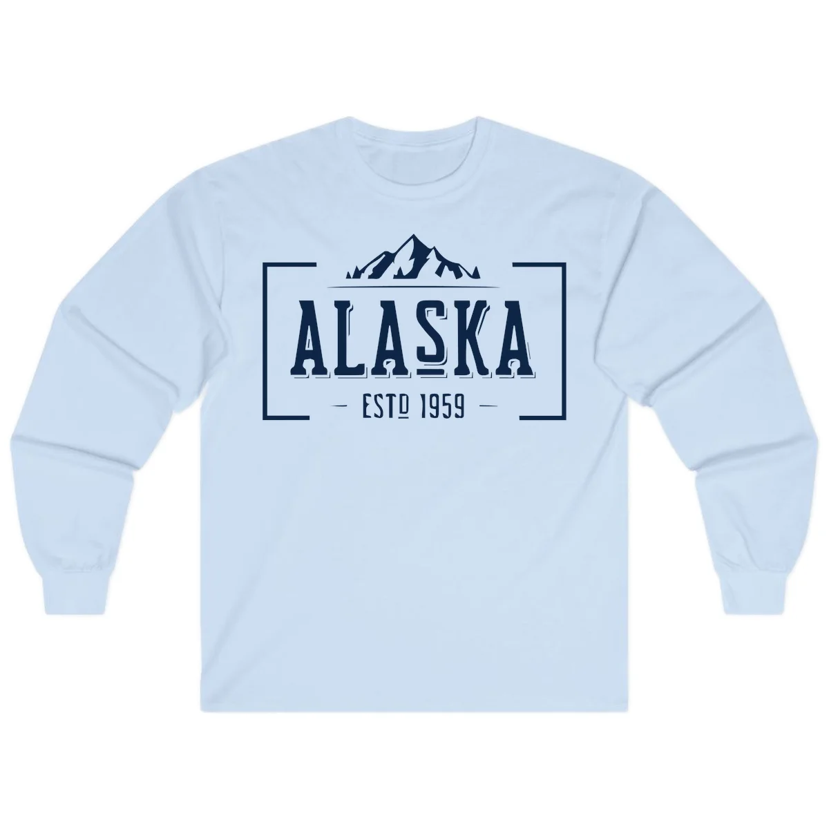 Alaska Mountain Vintage Badge Long Sleeve in Light Blue