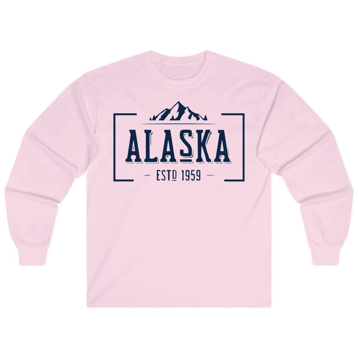 Alaska Mountain Vintage Badge Long Sleeve in Light Pink