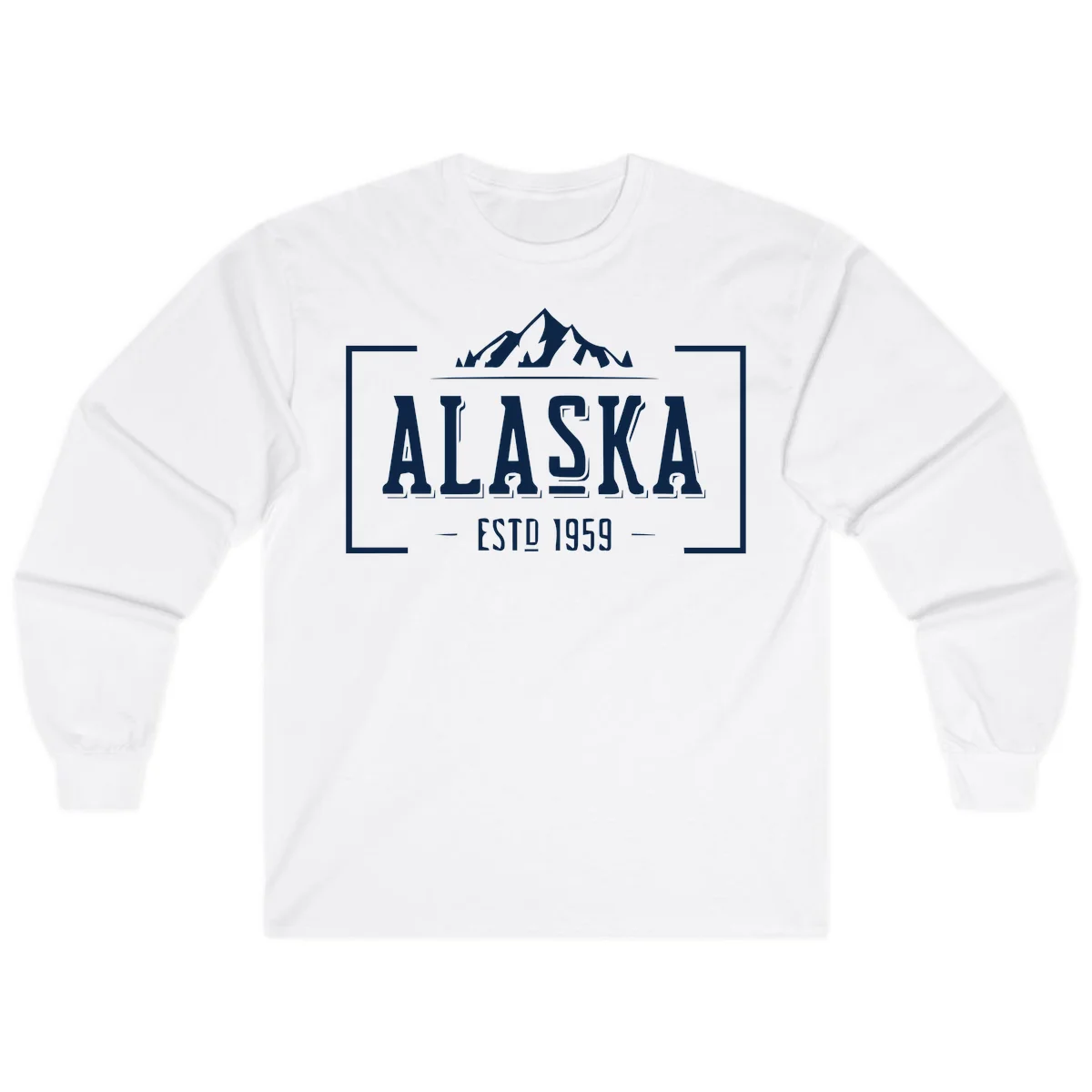 Alaska Mountain Vintage Badge Long Sleeve in White