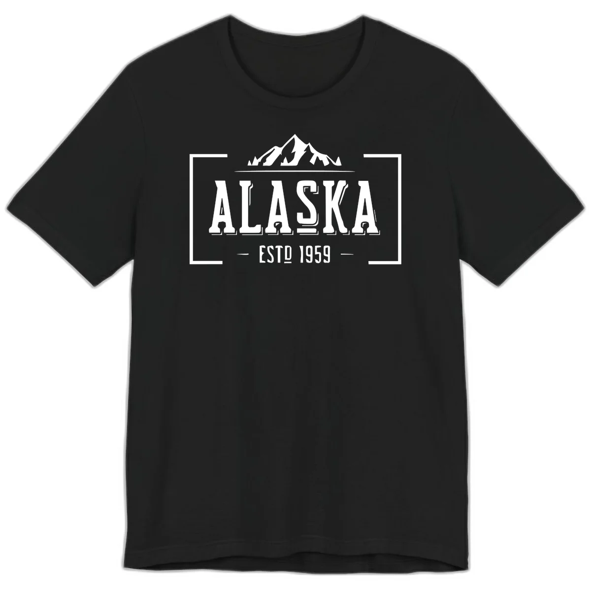 Alaska Mountain Vintage Badge Premium Tee in Black