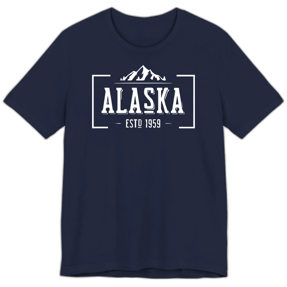 Alaska Mountain Vintage Badge Premium Tee in Navy