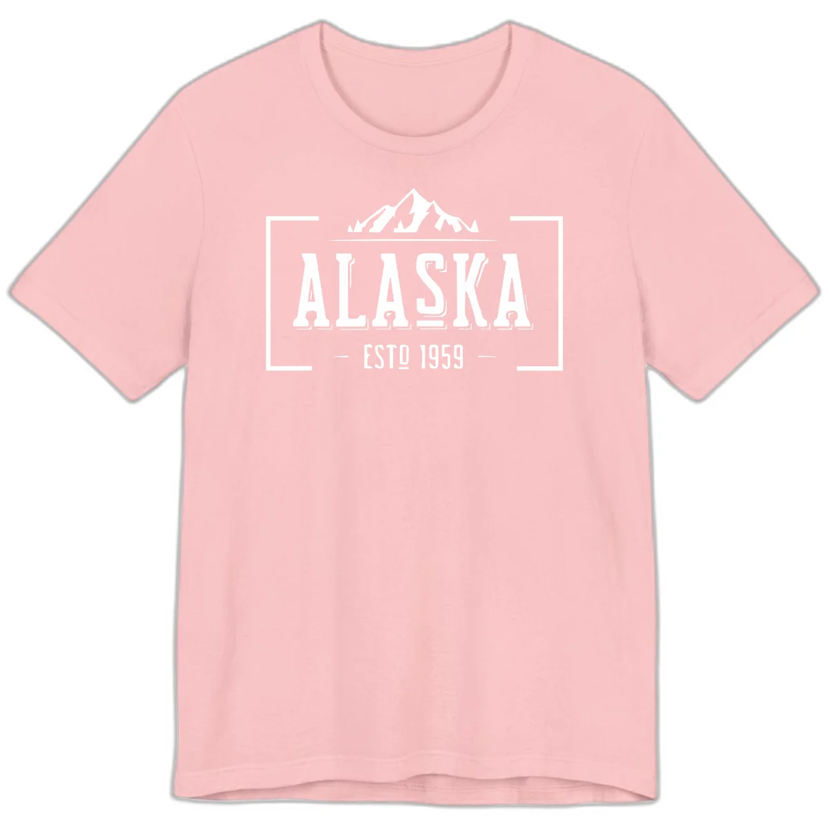 Alaska Mountain Vintage Badge Premium Tee in Pink